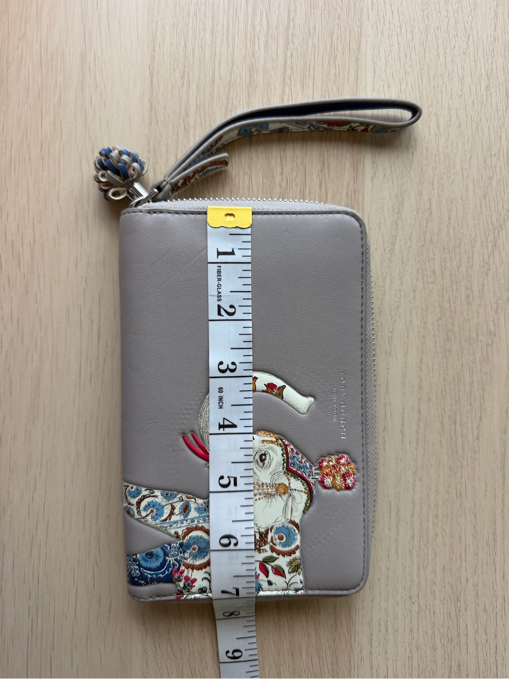 Tory Burch Limited Edition Elephant Zip Wallet Wristlet Leather French Gray 2017 - Picture 14 of 16